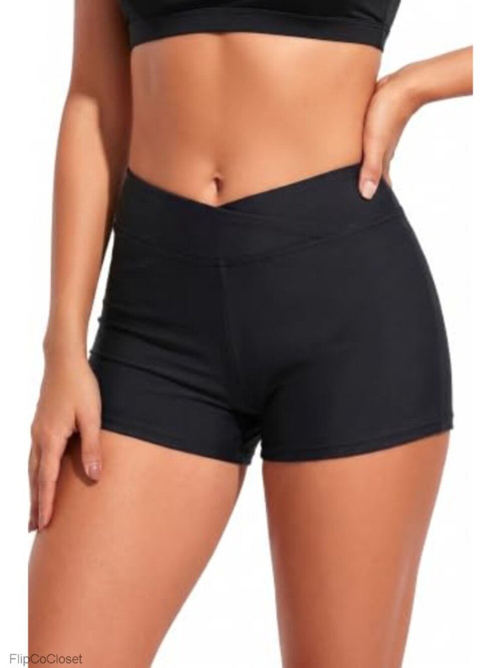 Yonique Women's V-Cross Swim Shorts Tummy Control Bottoms Plus Size